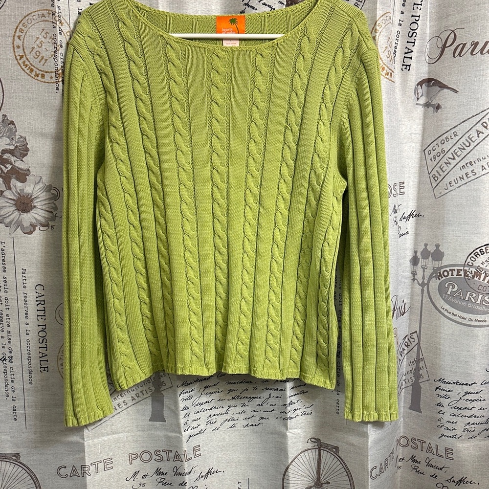 Vintage hearts of palm Green Cable Knit Sweater